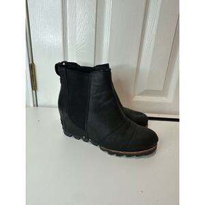 Sorel Lea Wedge Boots Black Joan of Arctic Women's Sz 7.5 - Some Wear